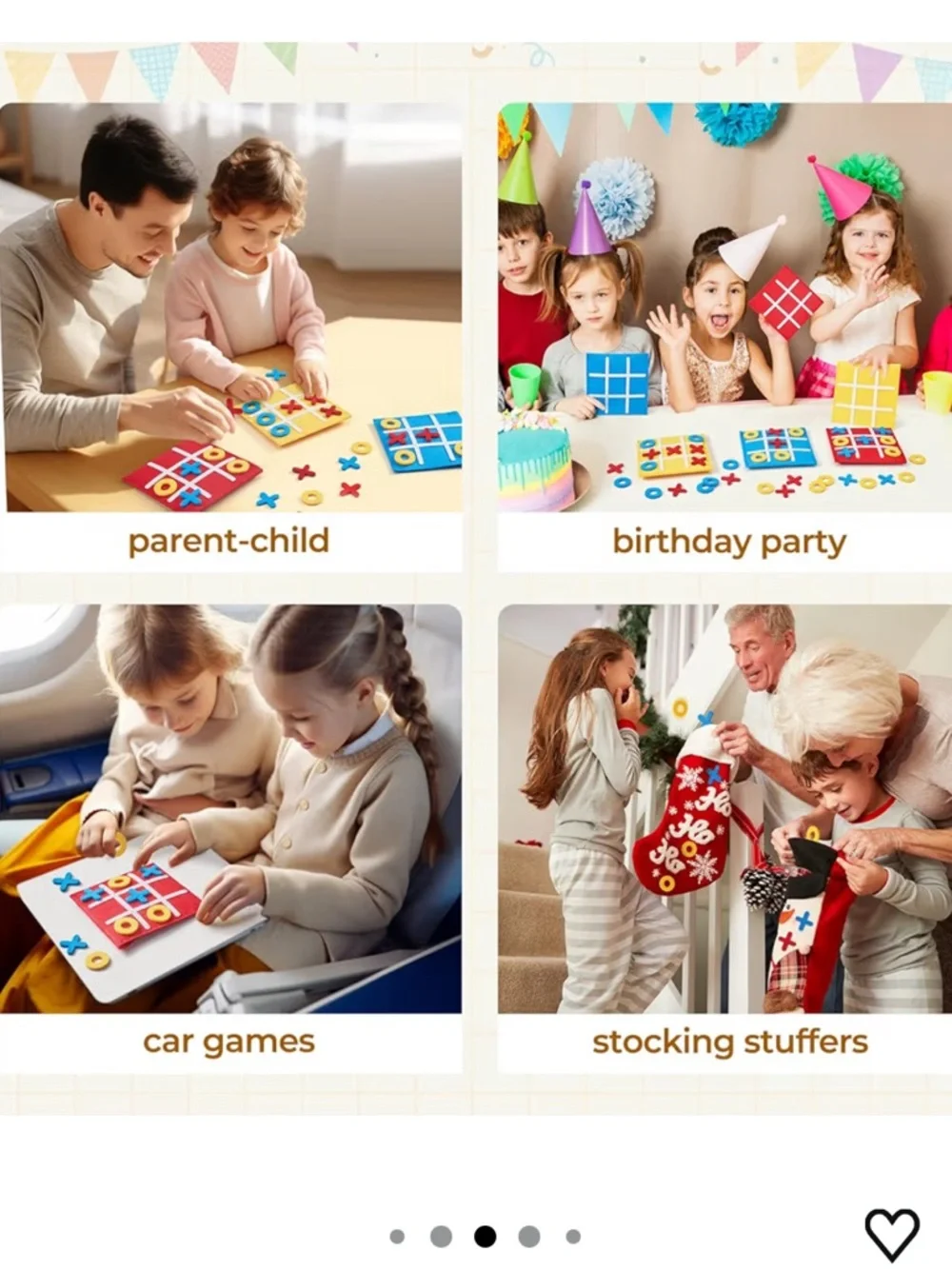 30 Pack Tic Tac Toe Party Favors for Kids, Felt Travel Board Games Storage Pouch